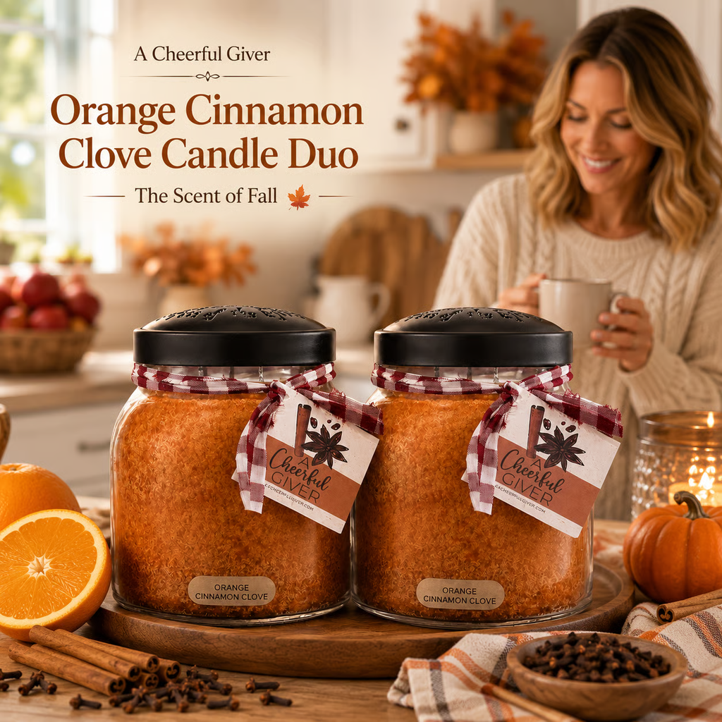 A Cheerful Giver 34 oz. Orange Cinnamon Clove Papa Jar Duo