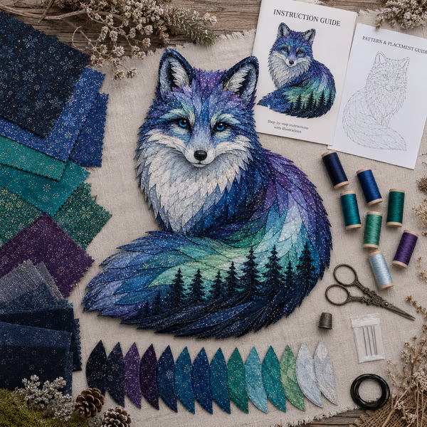 ⏳Last Day 49% OFF - 🌌🐺Northern Lights Wildlife DIY Patchwork Kit